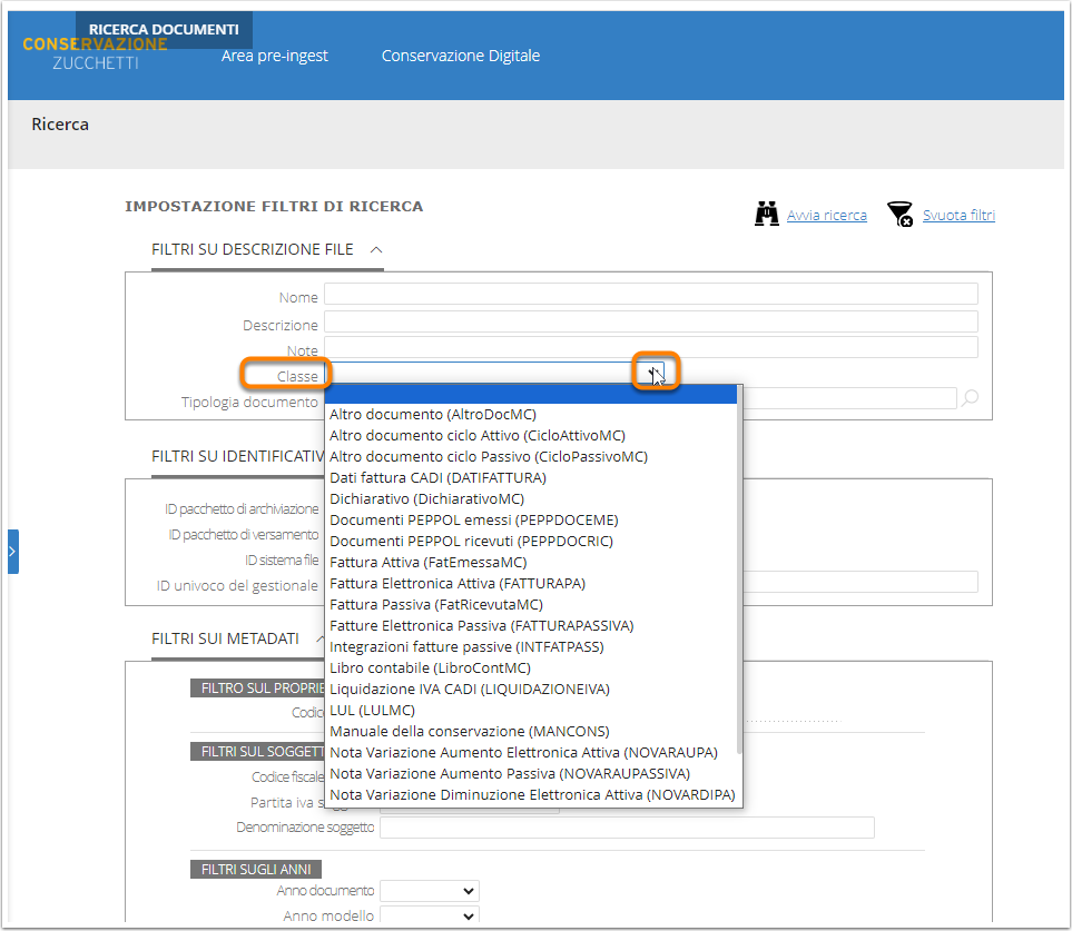 Come ricercare una fattura elettronica attiva o passiva in